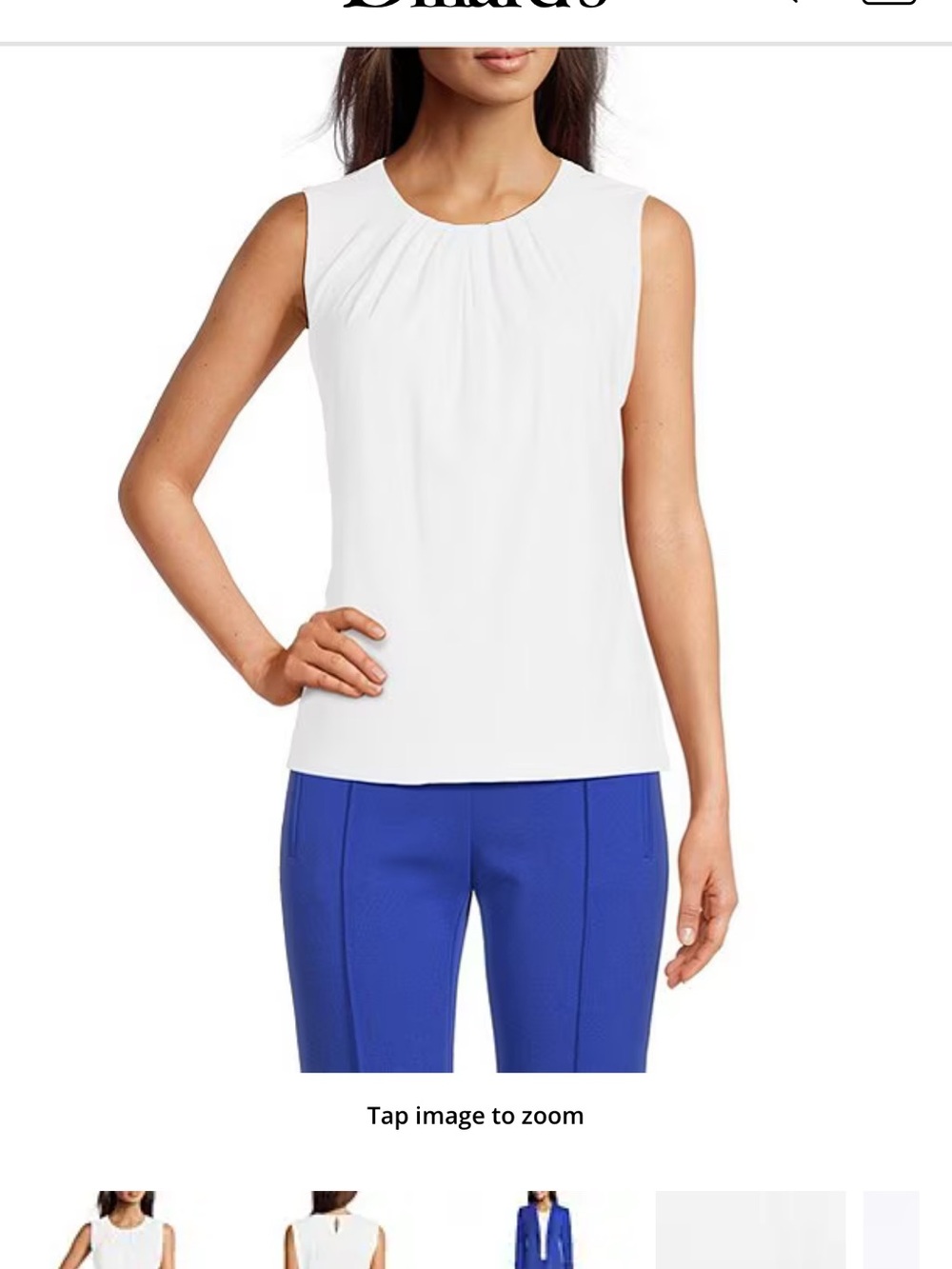 Calvin Klein White Sleeveless Pleated Neck Camisole